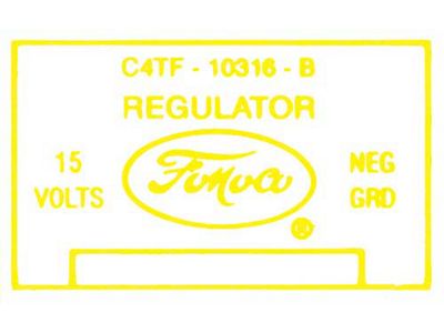 Ford Thunderbird Voltage Regulator Decal, 52 Amp, Transistorized Ignition, C4TF-B 1964