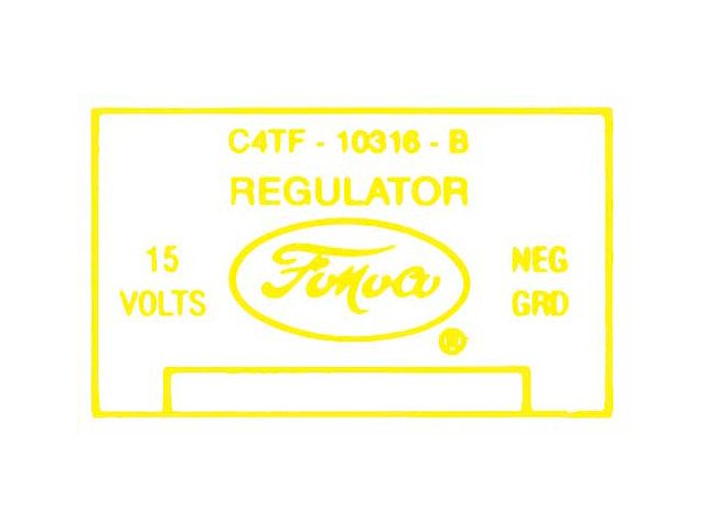 Ford Thunderbird Voltage Regulator Decal, 52 Amp, Transistorized Ignition, C4TF-B 1964