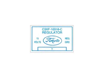 Ford Thunderbird Voltage Regulator Decal, C3XF-C, 1963