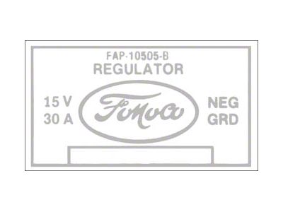 Ford Thunderbird Voltage Regulator Decal, FAP-B, 1956-57