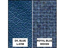 Ford Pickup Truck Bench Seat Cover Set - Ford F250 XLT Ranger - Dark Blue Corinthian Grain Vinyl With Royal Blue Woven Cloth Inserts