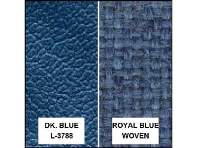 Ford Pickup Truck Bench Seat Cover Set - Ford F250 XLT Ranger - Dark Blue Corinthian Grain Vinyl With Royal Blue Woven Cloth Inserts