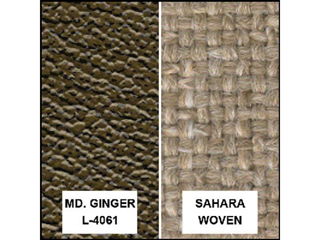 Ford Pickup Truck Bench Seat Cover Set - Ford F250 XLT Ranger - Ginger Corinthian Grain Vinyl With Sahara Woven Cloth Inserts