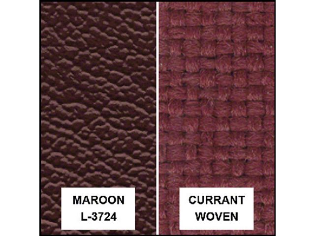 Ford Pickup Truck Bench Seat Cover Set - Ford F250 XLT Ranger - Maroon Corinthian Grain Vinyl With Currant Woven Cloth Inserts