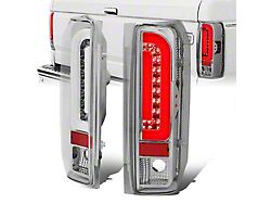 Dual LED Tail Lights; Chrome Housing; Clear Lens (90-97 F-150, F-250, F-350 Styleside)