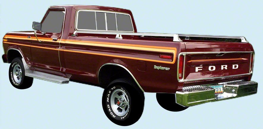 Ecklers Explorer Ranger Stripe Kit; Silver/Black (1978 F-100