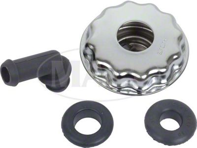 Ford Pickup Truck Oil Filler/Breather Cap - Chrome - Twist-On Type - Autolite - 240/300 6-Cylinder 302/351M/360/390/400/460 V8 F100