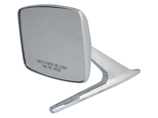 Ford Pickup Truck Outside Rear View Mirror Assembly - Convex Glass - Right Side - Chrome - 4 X 5 Rectangular Head - F100 Thru F350