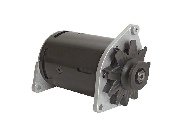 Powermaster Ford Pickup Truck PowerGen - 12 Volt Negative - 3/8 Pulley - Black Powder-Coated - With Offset Left Hinge Mount - V8