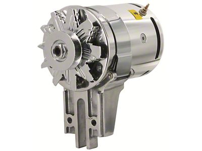 Powermaster Ford Pickup Truck PowerGen - Shorty Version - 12 Volt Negative Ground - 5/8 Pulley - Polished Aluminum - With Terminal For Idiot Light - Flathead V8