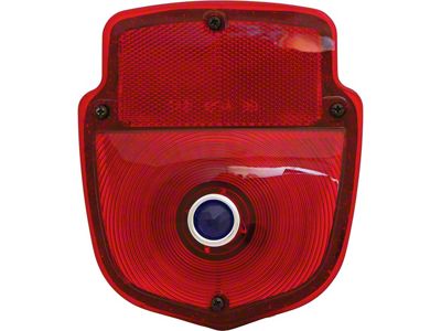 Ford Pickup Truck Tail Light Assembly - Flareside Pickup - Shield Type - Black Housing - Left - With Blue Dot Lens Installed