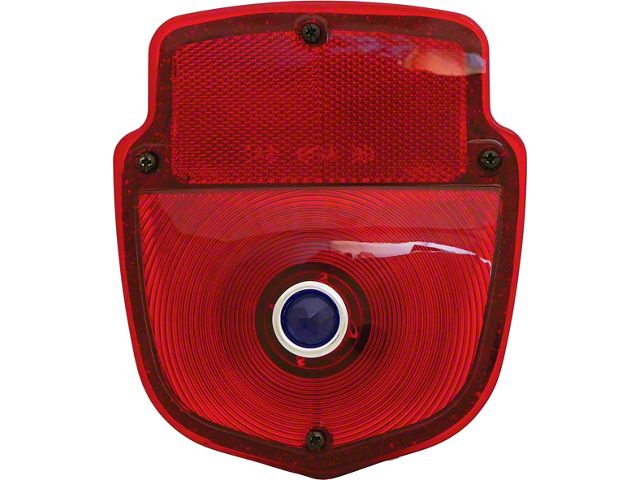 Ford Pickup Truck Tail Light Assembly - Flareside Pickup - Shield Type - Chrome Housing - Left - With Glass Blue Dot Lens