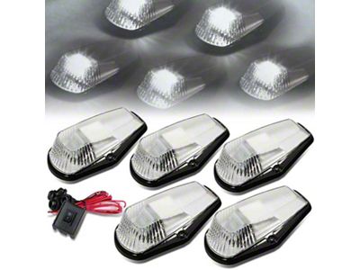 White LED Cab Roof Lights; Chrome (80-96 F-150, F-250, F-350)