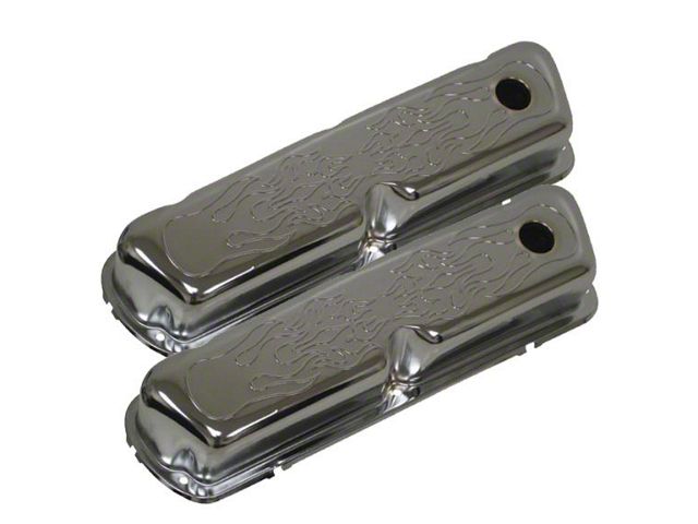 Ford Valve Covers, Small Block, Chrome Flamed, 1962-1979