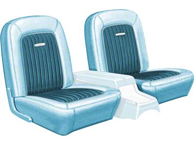 Front Bucket Seat Covers - Falcon Futura & Sprint Convertible - 2 Tone Blue L-1761 With L-1763 Inserts