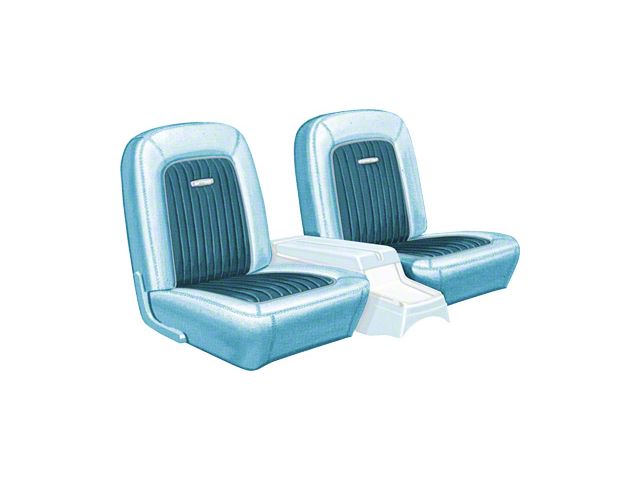 Front Bucket Seat Covers - Falcon Futura, Sprint 2-Door & Ranchero - 2 Tone Blue L-1761 With L-1763 Inserts