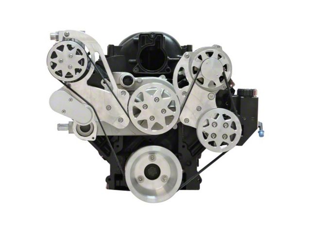Front Drive System, LS1, 2, 3 & 6 - With Tuff Stuff Water Pump, Machine finish, w/ AC and Power Steering