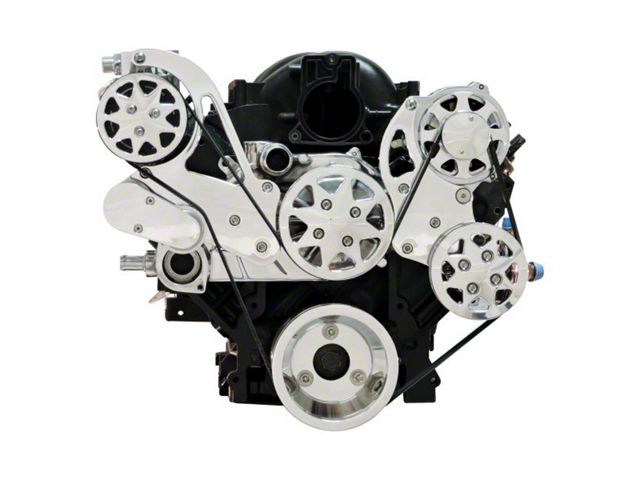 Front Drive System, LS1, 2, 3 & 6 - With Edelbrock Water Pump, Polished, w/ AC and Power Steering