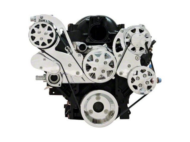 Front Drive System, LS1, 2, 3 & 6 - With Edelbrock Water Pump, Polished, w/ AC and Power Steering