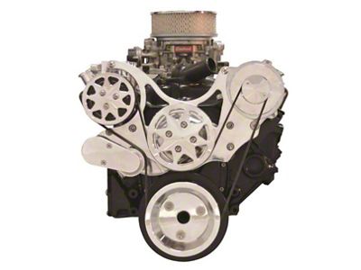 Front Drive System, Small Block Chevy, Polished, w/ AC and NO Power Steering