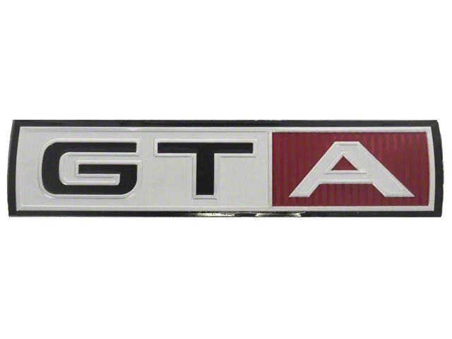 Front Fender Nameplate Inserts - GTA - Red & Black On Brushed Aluminum Plate - Adhesive Backed - For 390 V8 With C6 Automatic Transmission