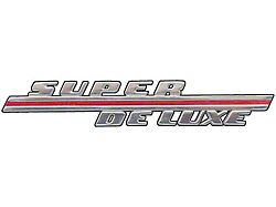Front Fender Script - Super Deluxe Emblem - Chrome Plated -With Red Insert - Ford