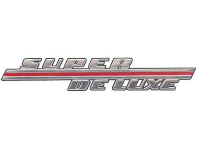 Front Fender Script - Super Deluxe Emblem - Chrome Plated -With Red Insert - Ford