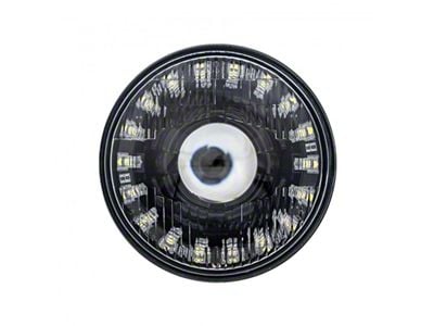 5.75-Inch High/Low Beam LED Headlight with Modern Switchback Halo with Original Glass; Black Housing; Clear Lens (Universal; Some Adaptation May Be Required)
