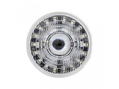 5.75-Inch High/Low Beam LED Headlight with Modern Switchback Halo with Original Glass; Chrome Housing; Clear Lens (Universal; Some Adaptation May Be Required)