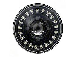 7-Inch LED Headlight with Modern White Halo; Black Housing; Clear Lens (Universal; Some Adaptation May Be Required)
