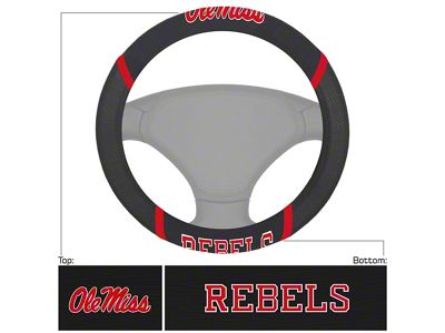 Steering Wheel Cover with University of Mississippi Logo; Black (Universal; Some Adaptation May Be Required)