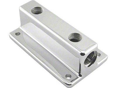 Fuel Block/ Chrome/ 3/8 Inlet & 1/4 Outlets (1934-1948 Ford Car; 1935-1936 Ford Truck)