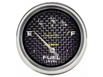 Auto Meter Carbon Fiber Series 2-1/16-Inch Fuel Level Gauge; 0 ohm Empty to 90 ohm Full