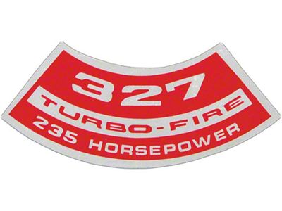 Full Size Chevy Air Cleaner Decal, 327ci/235hp, Turbo-Fire,1969
