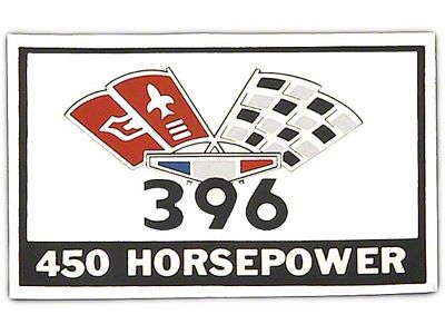 Full Size Chevy Air Cleaner Decal, 396ci/450hp, 1965