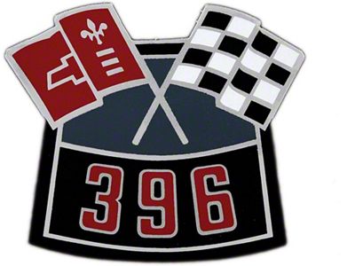 Full Size Chevy Air Cleaner Decal, 396ci Crossed-Flags, 1965-1969