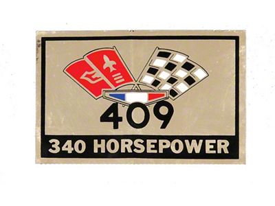 Full Size Chevy Air Cleaner Decal, 409ci/340hp Crossed-Flags, 1964-1965
