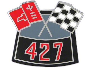 Full Size Chevy Air Cleaner Decal, 427ci Crossed-Flags, 1966-1969