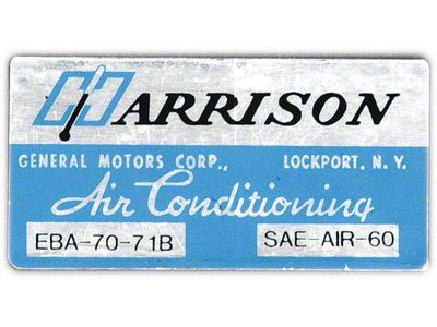 Full Size Chevy Air Conditioning Evaporation Decal, Harrison, 1971