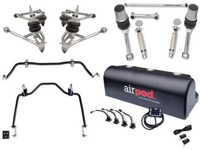 Full Size Chevy Air Ride Suspension, Front & Rear, Ride Tech, Street Challenge System, 1967-1970