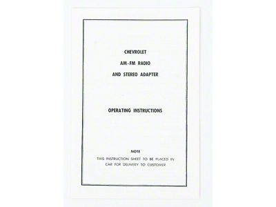 Full Size Chevy AM & FM Adaptor Instructions Card