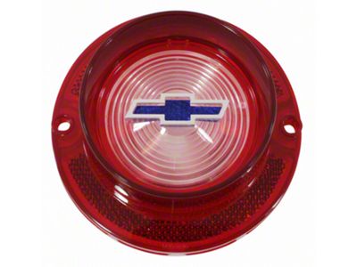 Full Size Chevy Back-Up Light Lens, With Blue Dot Bowtie Logo, Without Chrome Trim, 1963