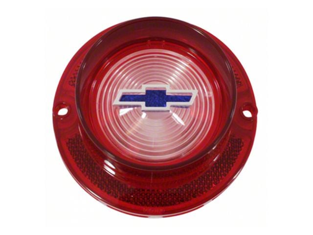 Full Size Chevy Back-Up Light Lens, With Blue Dot Bowtie Logo, Without Chrome Trim, 1963