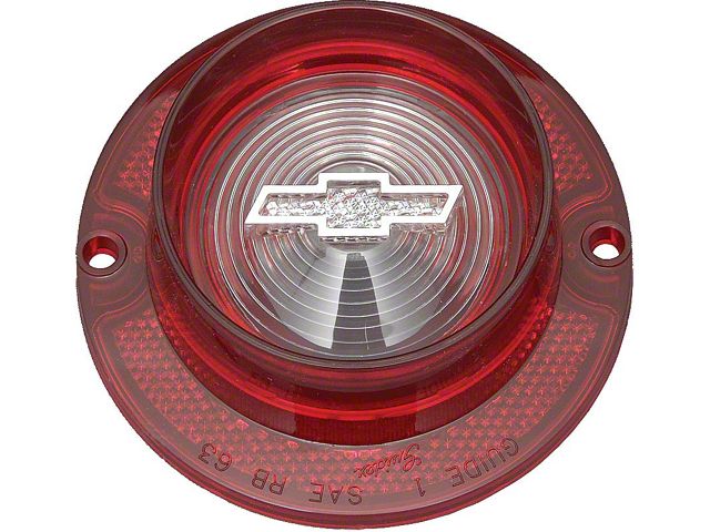 Full Size Chevy Back-Up Light Lens, With Chrome Bowtie Logo, 1963