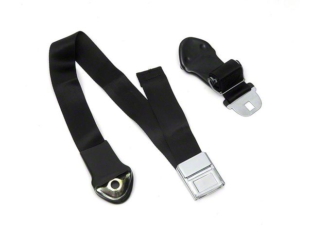 Full Size Chevy Bucket Seat Belt, Deluxe Interior, Black, 1966