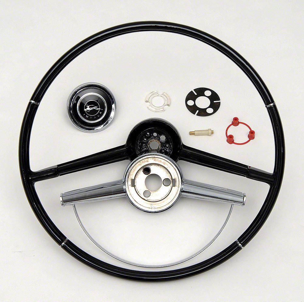 Ecklers Full Size Chevy Complete Steering Wheel Assembly, Black