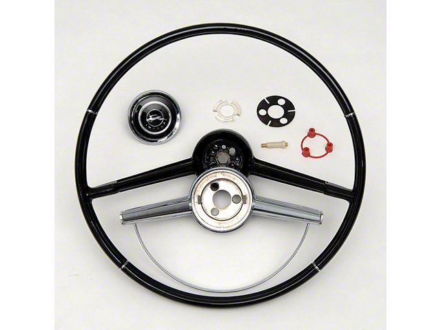 Full Size Chevy Complete Steering Wheel Assembly, Black, Impala & Impala SS, 1964