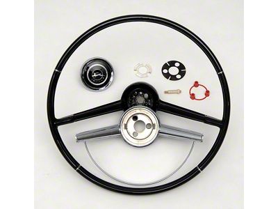 Full Size Chevy Complete Steering Wheel Assembly, Black, Impala & Impala SS, 1964