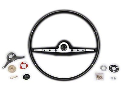 Full Size Chevy Complete Steering Wheel Assembly, Black, Impala Non-SS, 1962