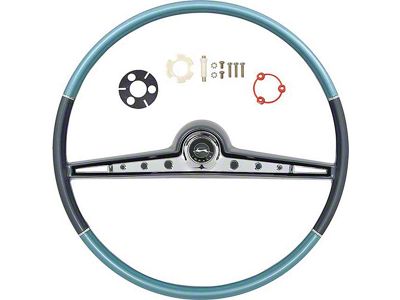 Full Size Chevy Complete Steering Wheel Assembly, Blue, Impala, 1962